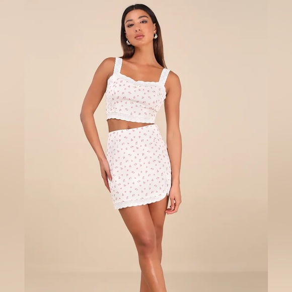 Floral Two-Piece Bodycon Mini Dress - Picture 1 of 4